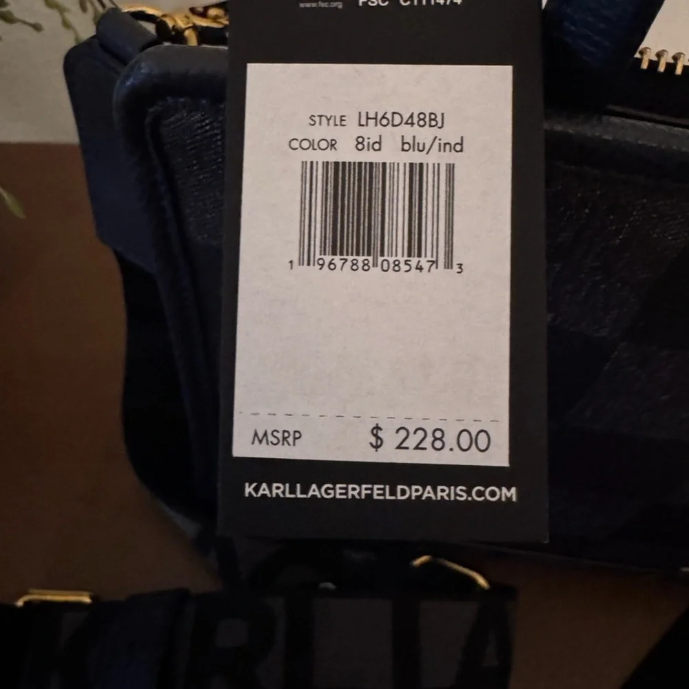 Karl Lagerfeld Navy Checkered Women's Bag NWT